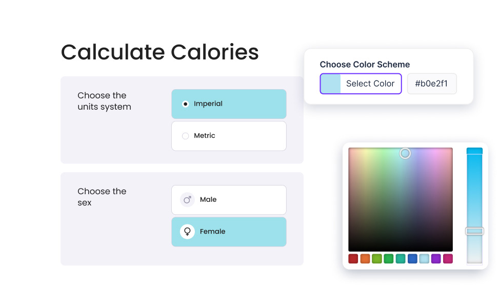 adjust visual representation - calorie calculator cloud